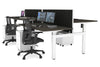 Just Right Height Adjustable 4 Person H-Bench Workstation - White Frame [1400L x 800W] - Thumbnail 56 