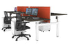 Just Right Height Adjustable 4 Person H-Bench Workstation - White Frame [1400L x 800W] - Thumbnail 100 