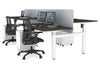 Just Right Height Adjustable 4 Person H-Bench Workstation - White Frame [1400L x 800W] - Thumbnail 128 