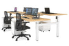 Just Right Height Adjustable 4 Person H-Bench Workstation - White Frame [1400L x 800W] - Thumbnail 22 