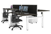 Just Right Height Adjustable 4 Person H-Bench Workstation - White Frame [1400L x 800W] - Thumbnail 55 