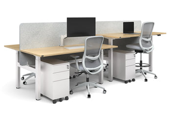  - Just Right Height Adjustable 4 Person H-Bench Workstation - White Frame [1600L x 700W] - 1