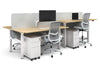 Just Right Height Adjustable 4 Person H-Bench Workstation - White Frame [1800L x 700W] - Thumbnail 1 