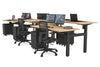 Just Right Height Adjustable 6 Person H-Bench Workstation - Black Frame [1400L x 700W] - Thumbnail 70 