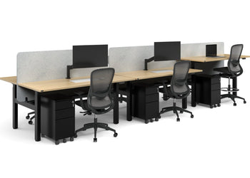 Just Right Height Adjustable 6 Person H-Bench Workstation - Black Frame [1400L x 700W] Jasonl 