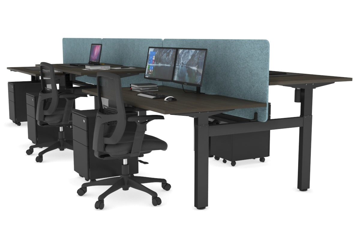 Just Right Height Adjustable 6 Person H-Bench Workstation - Black Frame [1400L x 700W] Jasonl 