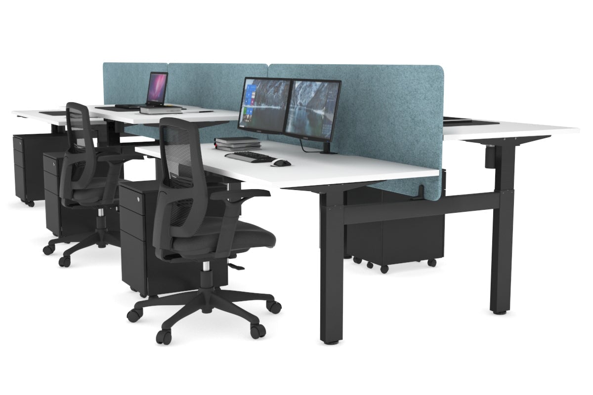 Just Right Height Adjustable 6 Person H-Bench Workstation - Black Frame [1400L x 700W] Jasonl 
