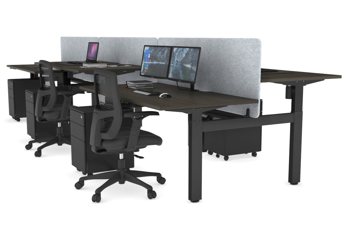 Just Right Height Adjustable 6 Person H-Bench Workstation - Black Frame [1400L x 700W] Jasonl 