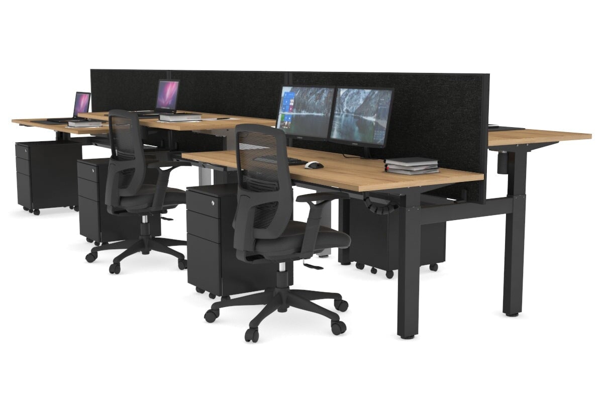 Just Right Height Adjustable 6 Person H-Bench Workstation - Black Frame [1400L x 700W] Jasonl 