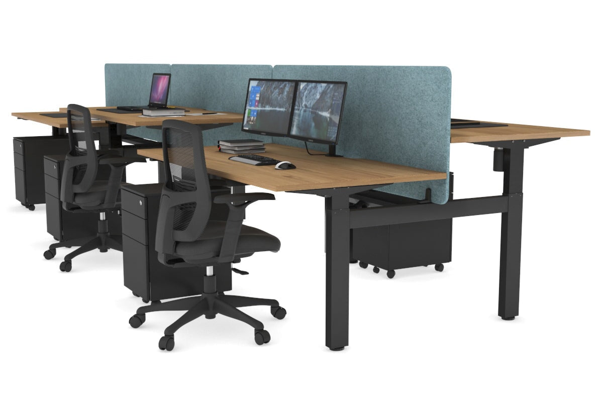 Just Right Height Adjustable 6 Person H-Bench Workstation - Black Frame [1400L x 700W] Jasonl 