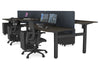 Just Right Height Adjustable 6 Person H-Bench Workstation - Black Frame [1400L x 700W] - Thumbnail 131 