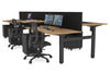 Just Right Height Adjustable 6 Person H-Bench Workstation - Black Frame [1400L x 800W with Cable Scallop] - Thumbnail 40 