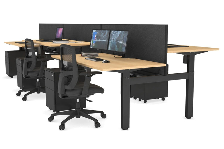 Just Right Height Adjustable 6 Person H-Bench Workstation - Black Frame [1400L x 800W with Cable Scallop] Jasonl 