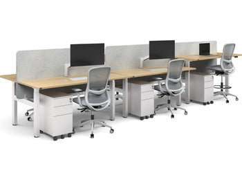 Just Right Height Adjustable 6 Person H-Bench Workstation - White Frame [1200L x 700W] Jasonl 