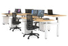 Just Right Height Adjustable 6 Person H-Bench Workstation - White Frame [1400L x 700W] - Thumbnail 71 