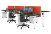 Just Right Height Adjustable 6 Person H-Bench Workstation - White Frame [1400L x 700W] - Thumbnail 101 