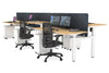 Just Right Height Adjustable 6 Person H-Bench Workstation - White Frame [1400L x 700W] - Thumbnail 121 