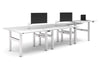 Just Right Height Adjustable 6 Person H-Bench Workstation - White Frame [1400L x 700W] - Thumbnail 6 