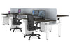 Just Right Height Adjustable 6 Person H-Bench Workstation - White Frame [1400L x 700W] - Thumbnail 131 