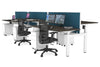 Just Right Height Adjustable 6 Person H-Bench Workstation - White Frame [1400L x 700W] - Thumbnail 107 