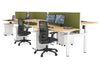 Just Right Height Adjustable 6 Person H-Bench Workstation - White Frame [1400L x 700W] - Thumbnail 31 