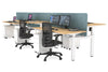 Just Right Height Adjustable 6 Person H-Bench Workstation - White Frame [1400L x 700W] - Thumbnail 123 