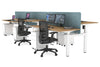 Just Right Height Adjustable 6 Person H-Bench Workstation - White Frame [1400L x 700W] - Thumbnail 129 