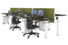 Just Right Height Adjustable 6 Person H-Bench Workstation - White Frame [1400L x 700W] - Thumbnail 63 