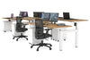 Just Right Height Adjustable 6 Person H-Bench Workstation - White Frame [1400L x 700W] - Thumbnail 38 