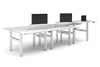 Just Right Height Adjustable 6 Person H-Bench Workstation - White Frame [1400L x 800W with Cable Scallop] - Thumbnail 6 