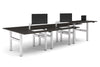 Just Right Height Adjustable 6 Person H-Bench Workstation - White Frame [1400L x 800W with Cable Scallop] - Thumbnail 9 