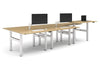 Just Right Height Adjustable 6 Person H-Bench Workstation - White Frame [1400L x 800W with Cable Scallop] - Thumbnail 7 