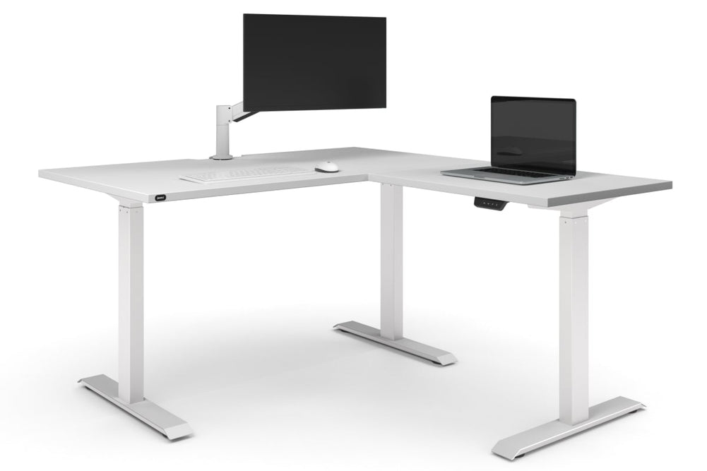 Just Right Height Adjustable Corner Workstation [1400L x 1550W with Cable Scallop]-white frame white 