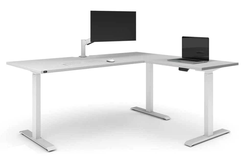 Just Right Height Adjustable Corner Workstation [1800L x 1450W]-white frame white 