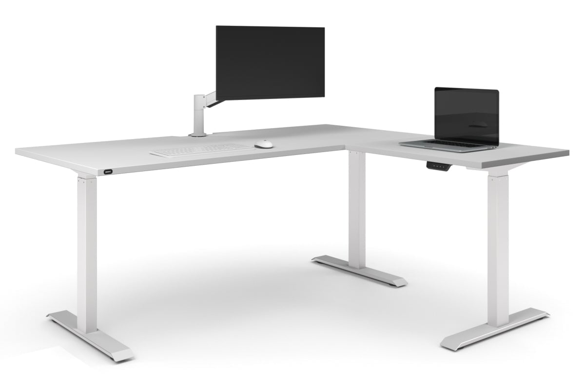 Just Right Height Adjustable Corner Workstation [1800L x 1700W]-white frame white 