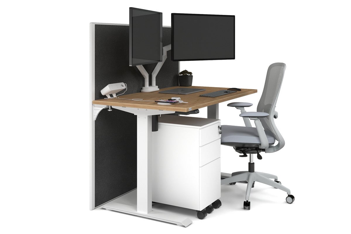 Just Right Height Adjustable Desk [1200L x 700W] Jasonl white leg salvage oak moody charchoal (1200H x 1200W)