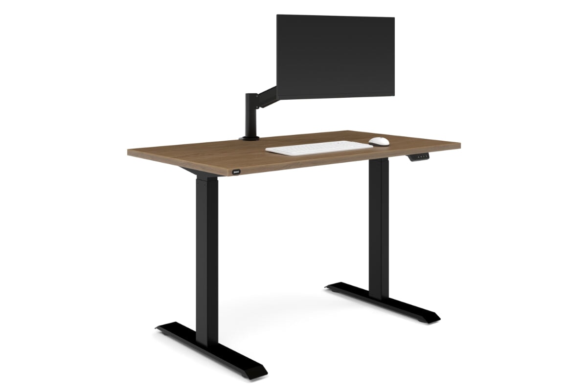 Just Right Height Adjustable Desk [1200L x 700W]-black leg salvage oak none