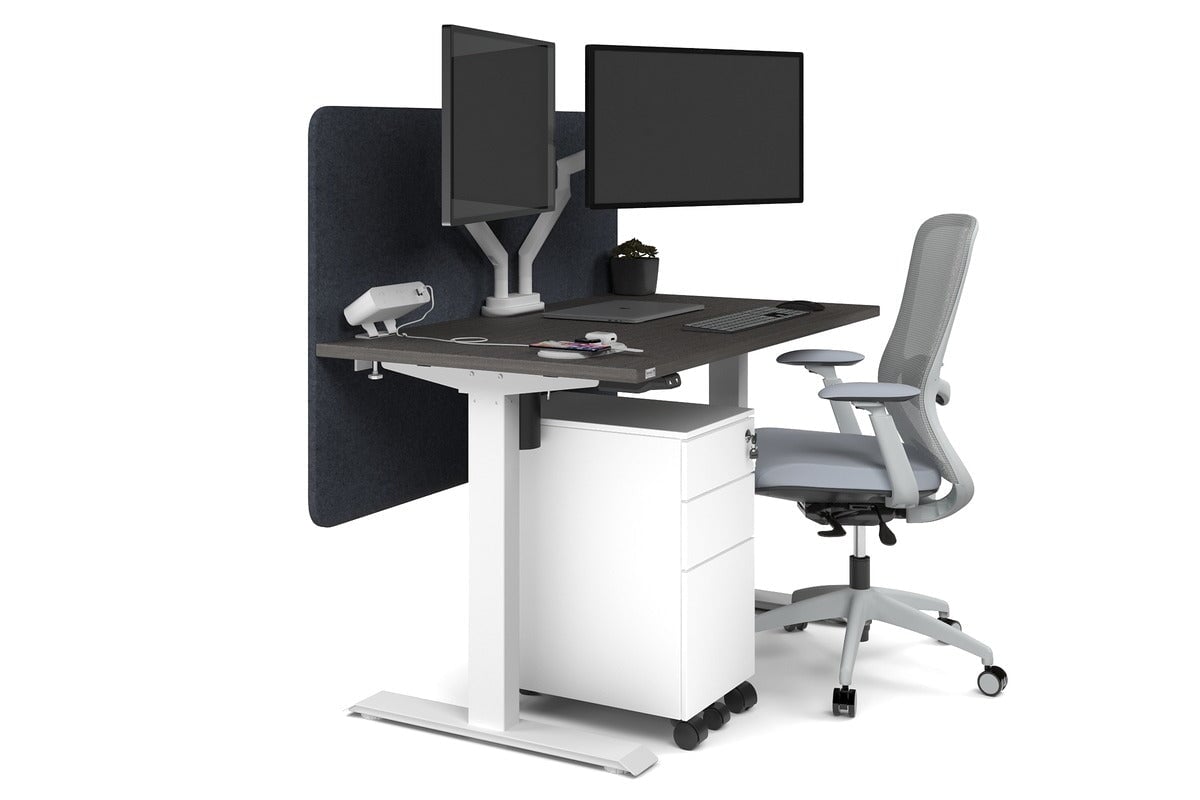 Just Right Height Adjustable Desk [1200L x 700W] Jasonl white leg dark oak dark grey echo panel (820H x 1200W)