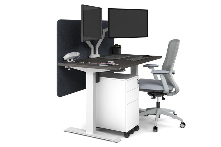 Just Right Height Adjustable Desk [1200L x 700W] Jasonl white leg dark oak dark grey echo panel (820H x 1200W)