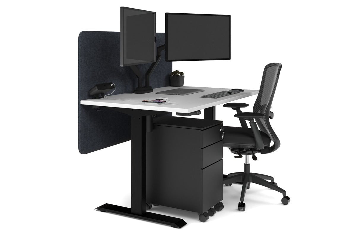 Just Right Height Adjustable Desk [1200L x 800W with Cable Scallop] Jasonl black leg white dark grey echo panel (820H x 1200W)