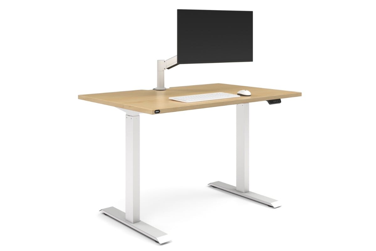 Just Right Height Adjustable Desk [1200L x 800W with Cable Scallop]-white leg maple none