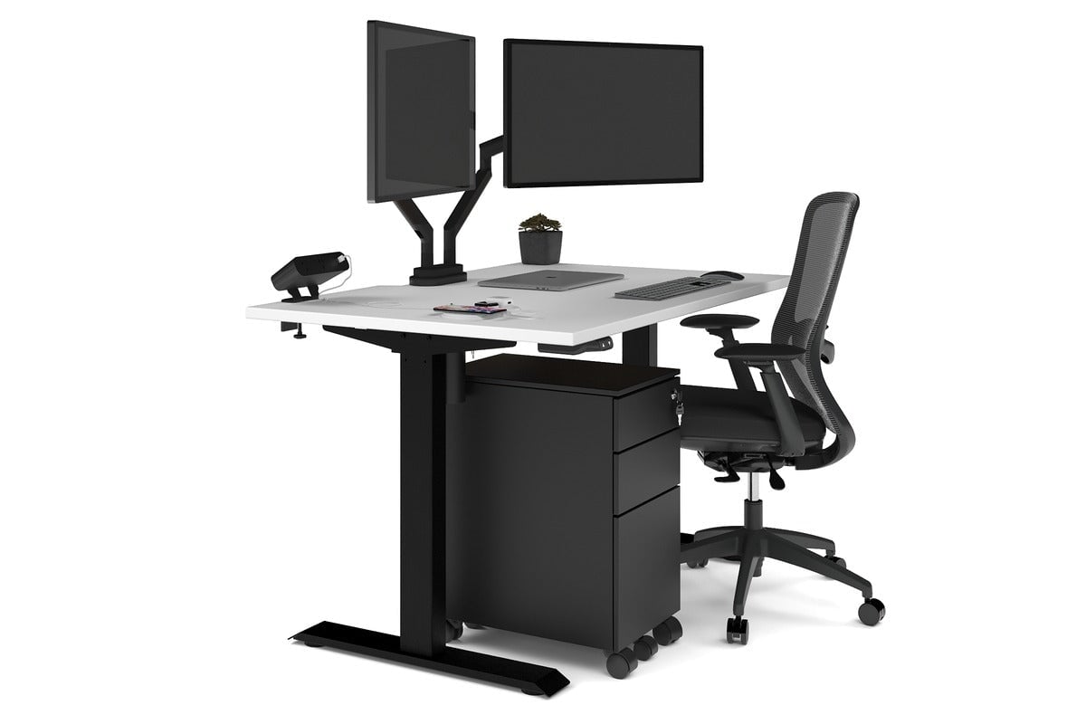 Just Right Height Adjustable Desk [1200L x 800W with Cable Scallop] Jasonl black leg white none