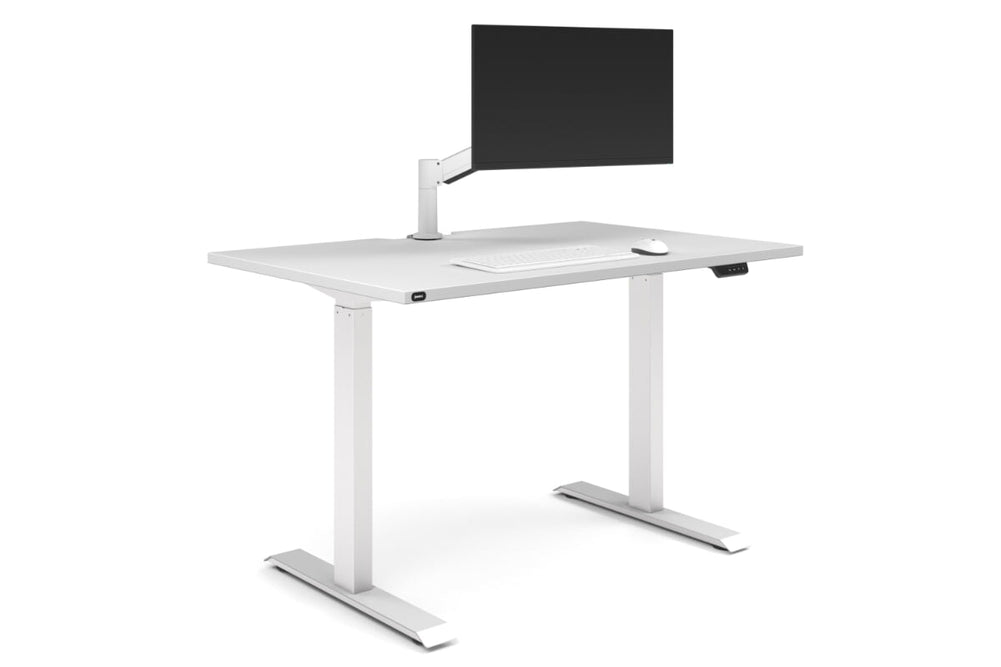 Just Right Height Adjustable Desk [1200L x 800W with Cable Scallop]-white leg white none