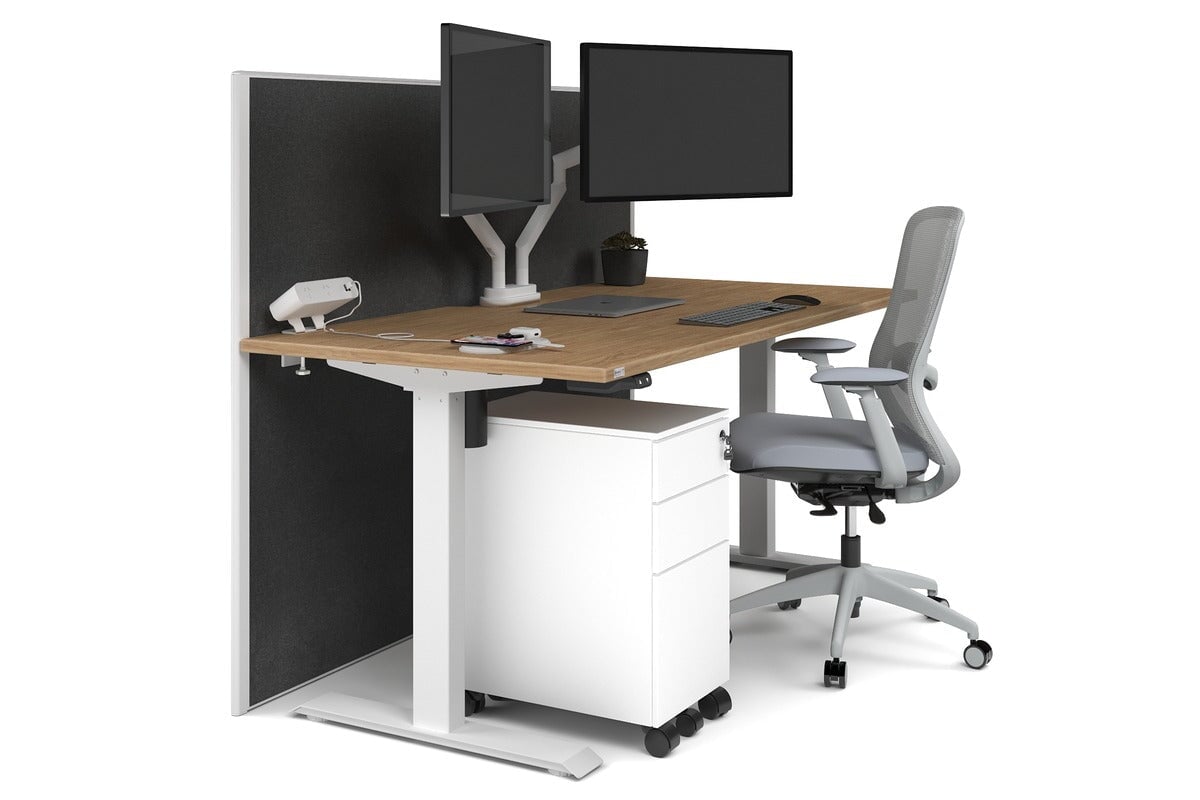 Just Right Height Adjustable Desk [1200L x 800W with Cable Scallop] Jasonl white leg salvage oak moody charchoal (1200H x 1200W)