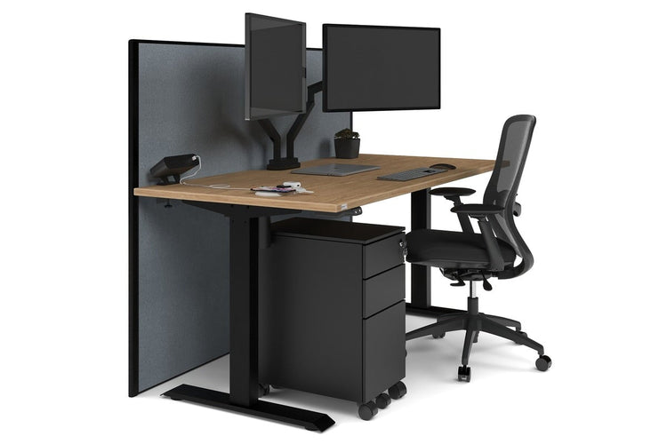 Just Right Height Adjustable Desk [1200L x 800W with Cable Scallop] Jasonl black leg salvage oak cool grey (1200H x 1200W)