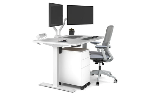 Just Right Height Adjustable Desk [1200L x 800W with Cable Scallop] Jasonl white leg white none