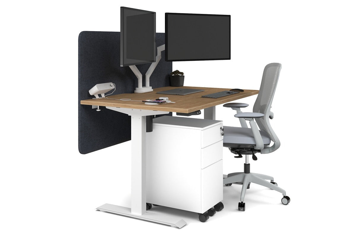 Just Right Height Adjustable Desk [1200L x 800W with Cable Scallop] Jasonl white leg salvage oak dark grey echo panel (820H x 1200W)