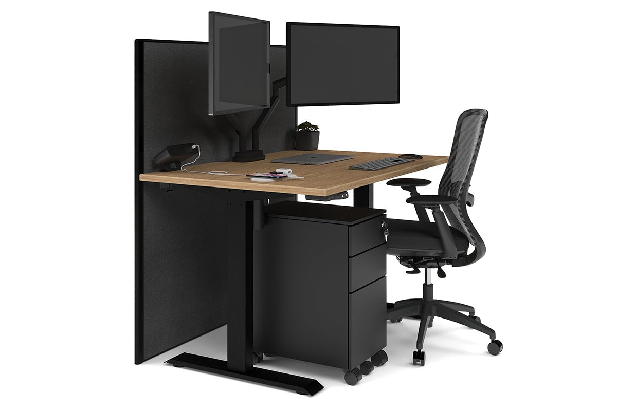 Just Right Height Adjustable Desk [1200L x 800W with Cable Scallop] Jasonl black leg salvage oak moody charchoal (1200H x 1200W)