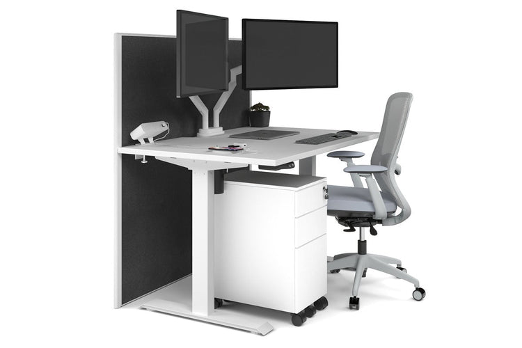 Just Right Height Adjustable Desk [1200L x 800W with Cable Scallop] Jasonl white leg white moody charchoal (1200H x 1200W)