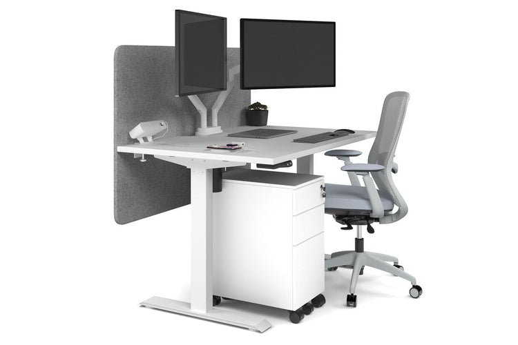 Just Right Height Adjustable Desk [1200L x 800W with Cable Scallop] Jasonl white leg white light grey echo panel (820H x 1200W)